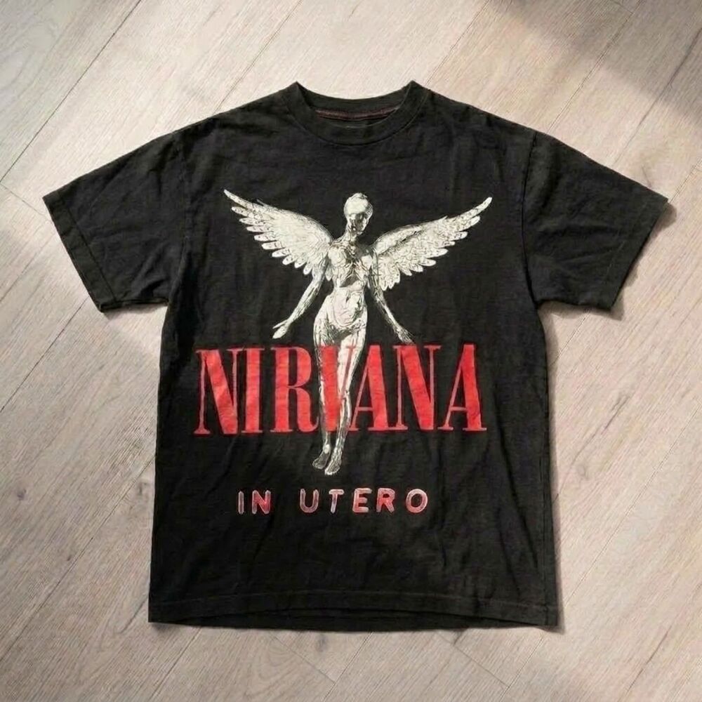 Vintage Nirvana In Utero Angel Graphic T-Shirt Kurt Cobain Band Tee [Medium]